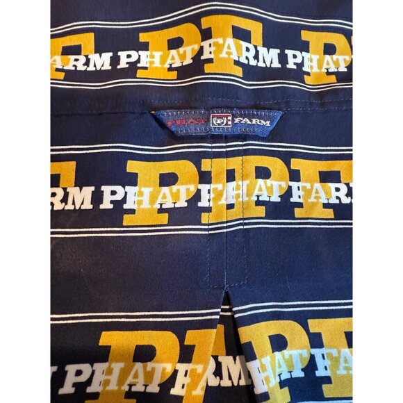 Phat Farm Mens XL Button-Up 90’s Y2K Hip Hop Shirt Yellow & Black Graphic Print - Picture 6 of 8